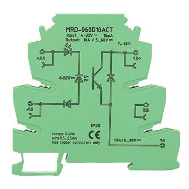 Imagem de AUNMAS Módulo de relé de Estado Sólido 10A 5-60VDC Módulo Base DC de Montagem Em Trilho DIN MRD-060D2 Com Instalação Em Trilho TS-35, Indicador LED para Válvula Eletromagnética Pneumática DC