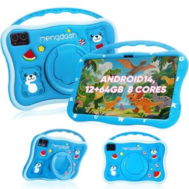 Imagem de MengDash Tablet infantil, tablet de 10,1 polegadas para crianças, tablet educacional infantil Android 14, 12 GB de RAM + 64 GB de armazenamento ROM, WiFi 5G para bebês meninas e meninos presente 3-10