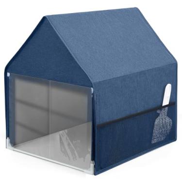 Imagem de Yeebeny Capa para caixa de areia para gatos, caixa de areia fechada para animais de estimação, cortina aberta para fácil acesso à capa fechada superior, removível para facilitar a limpeza e cuidados