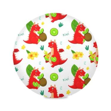 Imagem de Wassud Jogo americano de desenho animado dragões vermelhos tapetes de mesa para cozinha e jantar tapetes laváveis resistentes ao calor decoração de mesa 39 cm