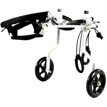 Imagem de PUJPOQRP Cadeira de rodas para cães pequenos, rodas de cachorro reabilitação de pernas traseiras, carrinho de estimação cadeira de rodas para pernas traseiras deficientes gato/filhote caminhada aço