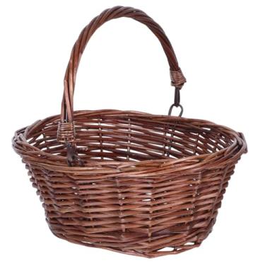 Imagem de Amosfun Cesta de piquenique de salgueiro com alça espaçosa cesta de colheita tecida para frutas, flores e eventos ao ar livre, design rústico encantador para armazenamento interno e piqueniques