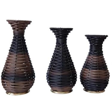 Imagem de Vaso De Mesa Junco Base Dourada(Dupla de 28 e 25cm,Argila Mesclado)