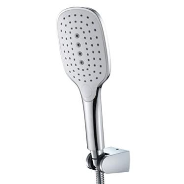 Imagem de Chuveiro portátil, chuveiro de alta pressão, 3 modos de pulverização/configurações de chuveiro destacável, chuveiro quadrado moderno com mangueira extra longa de aço inoxidável 304 e gancho de