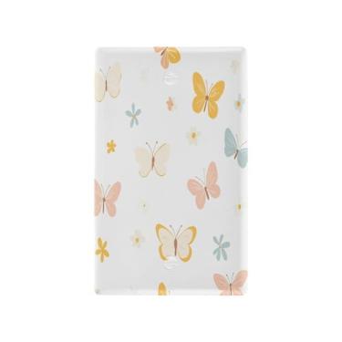 Imagem de Wassud Placa de cobertura para interruptor de luz, simples, borboletas, decorativas, para tomadas, placa de parede para tomadas elétricas em branco 11 x 6 cm