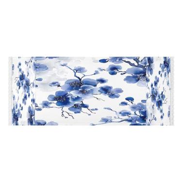 Imagem de Wassud Capas de lavadora e secadora Blue Cherry Blossoms, protetor de lavadora com sacos de armazenamento, capa de geladeira à prova de poeira com bolsos para lavanderia doméstica, cozinha, 120 x 55