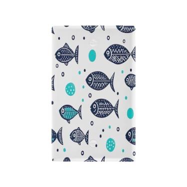 Imagem de Wassud Placa de cobertura para interruptor de luz, capa decorativa de peixes, placa de parede para tomadas elétricas em branco 11 x 6 cm