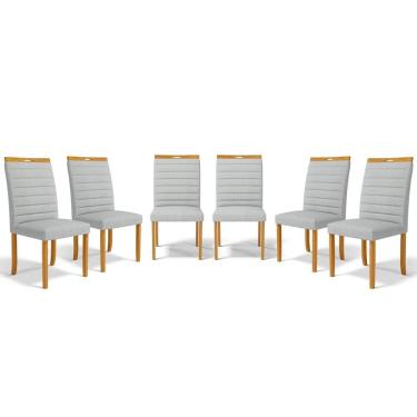 Imagem de Kit Com 6 Cadeiras Sara Madeira Maciça Estofadas Para Mesa De Jantar