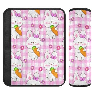 Imagem de Burbuja Capa para cinto de segurança de carro Bunnies Protetor de cinto de segurança macio confortável para alça de ombro de assento, 1 par pequeno