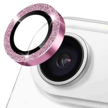 Imagem de Happtkey Protetor de lente de câmera para iPhone 17 Air, anel de metal de liga de alumínio individual com glitter, protetor de tela de vidro temperado 9H, protetor de tela de luxo HD antiarranhões