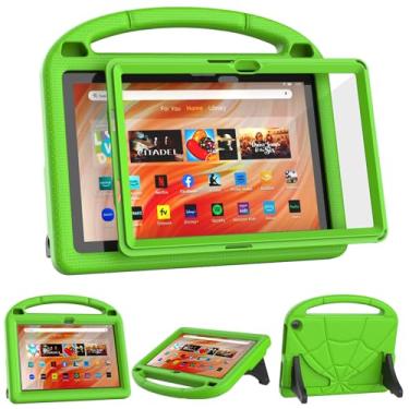 Imagem de Capa para tablet com protetor de tela para tablet de 10,1 polegadas, não adequada para tablets Sony TCL de 10,1 polegadas, capa infantil leve à prova de choque com suporte protetor de tela - verde
