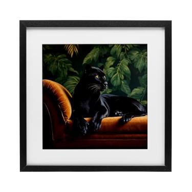 Imagem de Stupell Industries Impressão emoldurada Majestic Panther on Chaise Black Under Glass, design por Lettered and Lined, 13 x 13