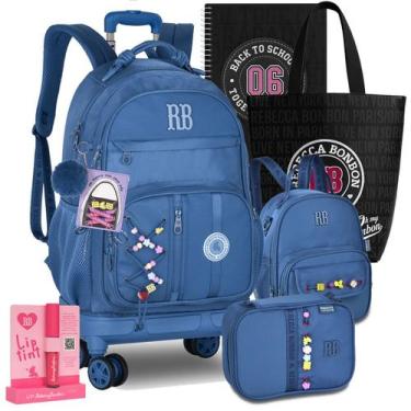 Imagem de Kit Escolar Mochila RB Rebecca Bonbon Carrinho Lancheira Estojo Reforç