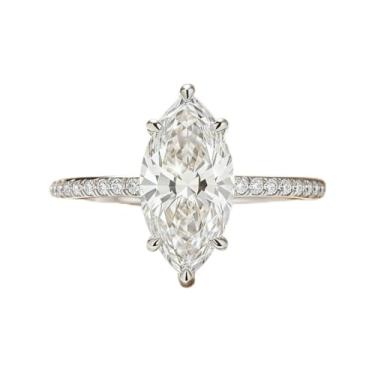 Imagem de 1 anel de zircônia de olho de cavalo brilhante de prata esterlina simples e elegante 2CT para festa feminina, presente de dia das mães, joias finas, presentes, Prata esterlina, Sem pedra preciosa