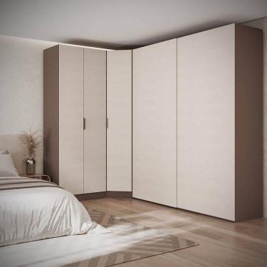 Imagem de Guarda-roupa Modulado de Canto Obliquo 3 Peças com 5 Portas Orion Cabecasa Madeiraoriginals Mocha/Linho