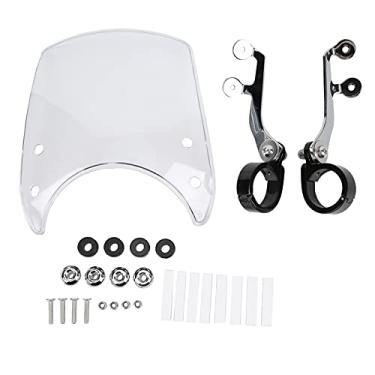 Imagem de Carenagem do farol do para-brisa da motocicleta 180° ajustável universal para garfo dianteiro de 1,5-1,6 pol. (Transparente)