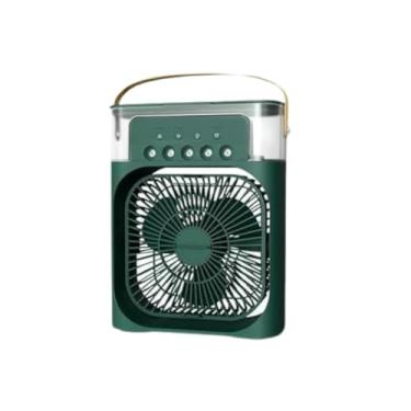 Imagem de Mini Climatizador e Umidificador Portátil USB 3 em 1 | Ventilador de Mesa Pessoal Silencioso com Luz Noturna LED para Casa, Escritório e Viagem (Verde)