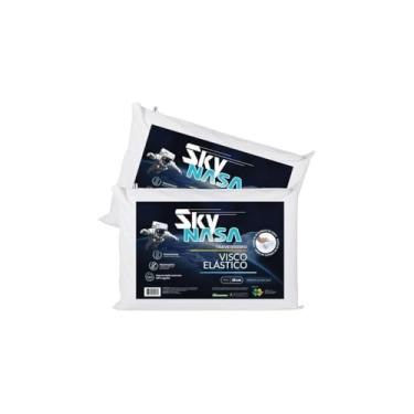 Imagem de Travesseiro Viscoelástico Basic Sky, Espuma de Alta Densidade, Termossensível, Hipoalergênico, 42x63x10 cm, Branco, com Capa 100% Algodão