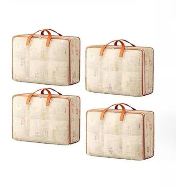 Imagem de Caixa Organizadora Dobrável para Roupas com Tampa | Organizador de Guarda-Roupa em Tecido Catiônico | Caixa de Armazenamento para Closet (Cor transparente*4)