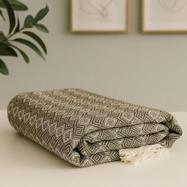 Imagem de Manta Para Sofá Gigante Luxo King 3.0x1.8M Grande 2,40X1,80m Pop 2.10x1.4M Premium De Algodão Capa Decorativa Protetora (Tambaba MARROM COM BRANCO)