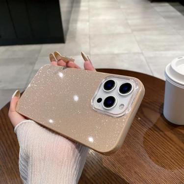 Imagem de HTVJFX Capa de celular luxuosa com glitter e detalhes de doces, fosca, à prova de choque, com proteção traseira (para iPhone 13 Pro/cáqui)