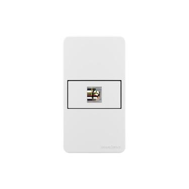 Imagem de Placa Para Condulete Caixa 3/4" Com Tomada Para Telefone Margirius Sleek Rj11 4 Fios Branca Branco