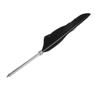 Imagem de GOWENIC Caneta de Penas Estilo Europeu Com Caixa de Presente para Caderno de Couro, para Escrita de Caligrafia Bonita, Ideal para Professores e Artistas (Preto)