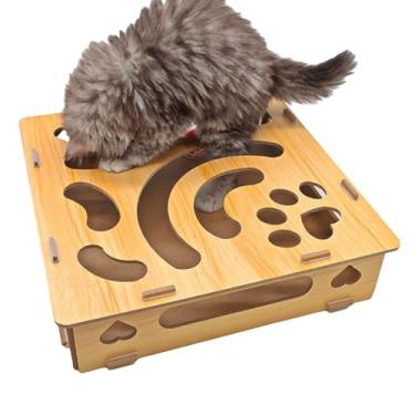 Imagem de Caixa de brinquedos para gatos - Jogos interativos divertidos para animais de estimação com bolas de sino | Caixa de arranhar gatos - para uso interno e externo, jogos, viagens, jogos de animais de