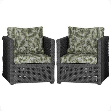 Imagem de 2 Poltronas Madri Alumínio Corda Náutica Estofado 5 Trama Preto