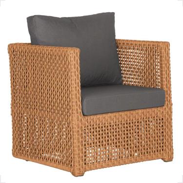 Imagem de 1 Poltrona Madri Alumínio Corda Náutica Estofado 11 Trama Terra Cota