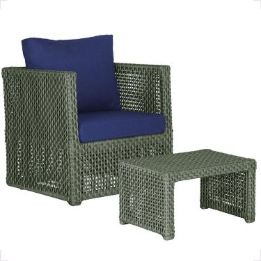 Imagem de Mesa E 1 Poltrona Madri Corda Náutica Estofado 10 Trama Verde