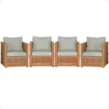 Imagem de 4 Poltronas Madri Alumínio Corda Náutica Estofado 3 Trama Terra Cota