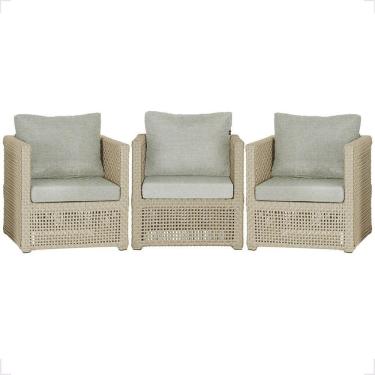 Imagem de 3 Poltronas Madri Alumínio Corda Náutica Estofado 3 Trama Rami