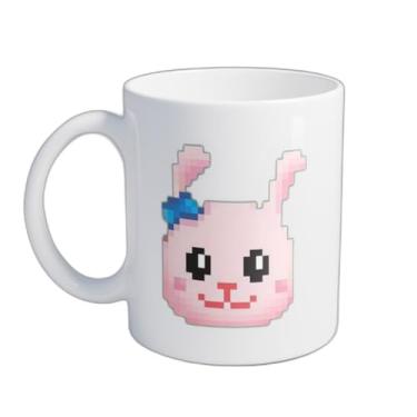 Imagem de Caneca Xícara de Café Porcelana 300ml Cabeça de Coelho Estilo Pixel