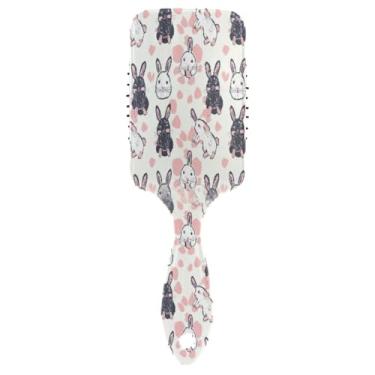Imagem de Blueangle Escova de cabelo com estampa de coelho rosa – escova desembaraçadora elimina nós e quebras, escova de cabelo de viagem para crianças, adultos e todos os tipos de cabelo (462)