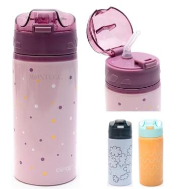 Imagem de Garrafa Infantil de Alumínio 580ml com Canudo de Silicone, Garrafinha Escolar para Bebê, Antivazamento, com Alça de Transporte, Apto para Lava Louça (Rosa)