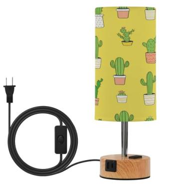 Imagem de Wassud Candeeiro de mesa de cabeceira bonito com toque de cactos com 3 temperaturas de cor, luminária de mesa moderna com forro de sombra que cuida dos olhos candeeiro de mesa para sala de estar