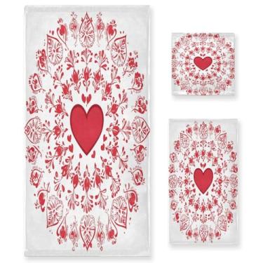 Imagem de Wassud Mandala Conjunto de 3 toalhas de banho para o Dia dos Namorados, toalhas super macias e absorventes para banheiro, toalhas de banho de secagem rápida, toalha de banho para academia, spa, hotel