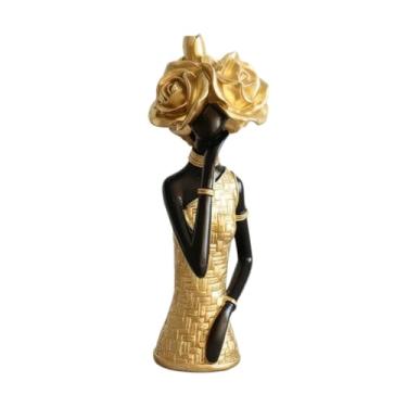 Imagem de Ｂｅｓｇａ Estátua de africana para decoração de mesa, escultura criativa e elegante em resina para prateleira, quarto, sala de estar ou armários, Style B