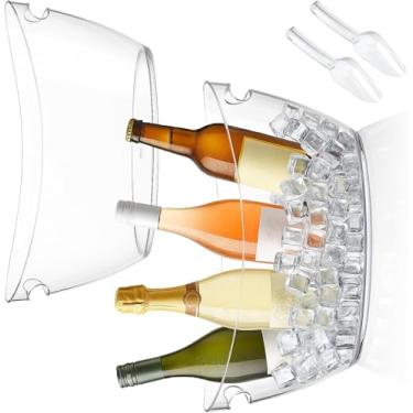 Imagem de Balde de gelo 2 peças, baldes de gelo de acrílico transparente para festas, banheira de bebida de plástico e balde de champanhe para suprimentos de bar Mimosa, baldes de 5,5 L para bebidas, cerveja