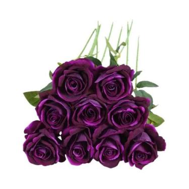 Imagem de Ramo De Flor Artificial Rosa Vermelha Com 50cm De Comprimento Para Dec