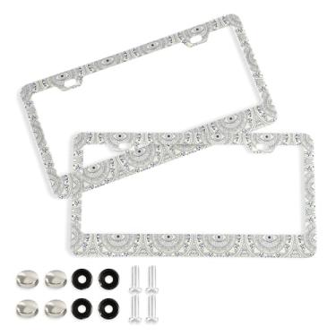 Imagem de SEHANY Molduras para placa de carro que tudo vêem, moldura de placa de carro de alumínio à prova de ferrugem com furos e parafusos elípticos serve para acessórios de carro de tamanho padrão de