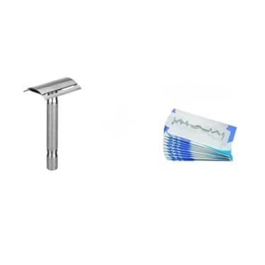 Imagem de Aparelho De Barbear Articulado Clássico Retrô Antigo Para Barbeador Com 10 Lâminas Afiado(BARBEADOR)