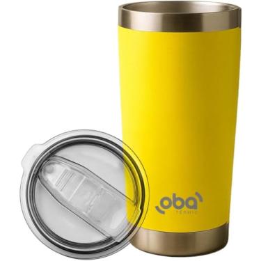 Imagem de Copo Térmico com Tampa Deslizante e Parede Dupla com Abridor Bebidas Frias e Quentes 591ml, Diversas Cores (Amarelo Neon)