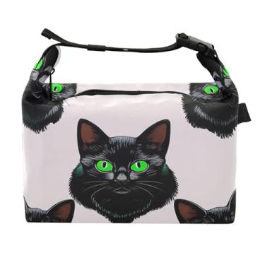 Imagem de TSENQUE Lancheira personalizada para gatos pretos brilhantes para o trabalho Lancheira térmica feminina macia personalizada lancheira para trabalho