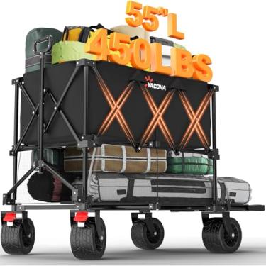 Imagem de Carroça grande de dois andares de 400 L, dobrável, 204 kg, carrinho dobrável e resistente, 137 cm estendido para acampamento, jardim, esportes, mercearia, compras 2