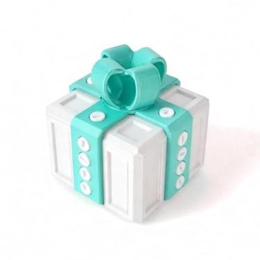 Imagem de QAONIE Caixa irritante de presente de Natal infantil, caixa de presente engraçada para dinheiro e porta-cartões, presente realmente brincadeira. (branco + azul)