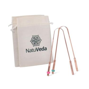 Imagem de Raspador Limpador de Lingua Cobre Puro Ayurveda - Kit com 2 Raspadores de língua NatuVeda