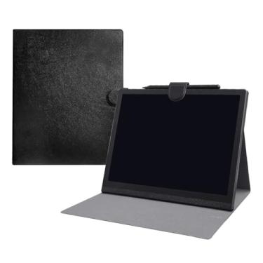 Imagem de DPEDUAI Tablet LCD de 10 polegadas para escrita, com estojo de couro – bloco reutilizável para notas de reuniões, rascunhos de escritório, viagens de negócios (preto)