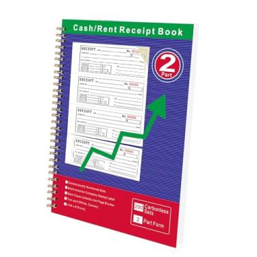 Imagem de Livro de Recibos de Aluguer para Senhorios - Material de Notário Portátil com Espiral | Livro de Recibos de Pagamento 2 Vias Sem Carbono - Para Empresas Escritorio Senhorio Fatura Deposito Vendas